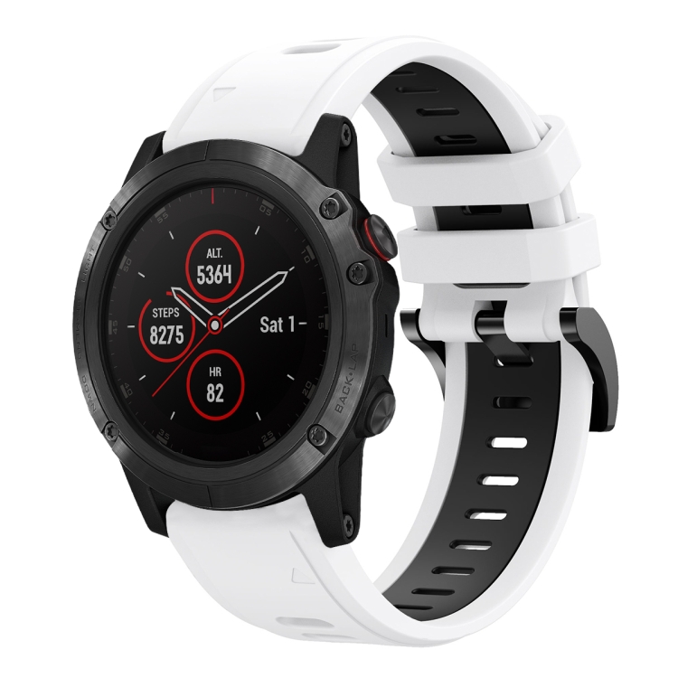 สำหรับ Garmin Fenix 5 Plus 22mm สายนาฬิกาซิลิโคนกีฬาสองสี (ขาว + ดำ)