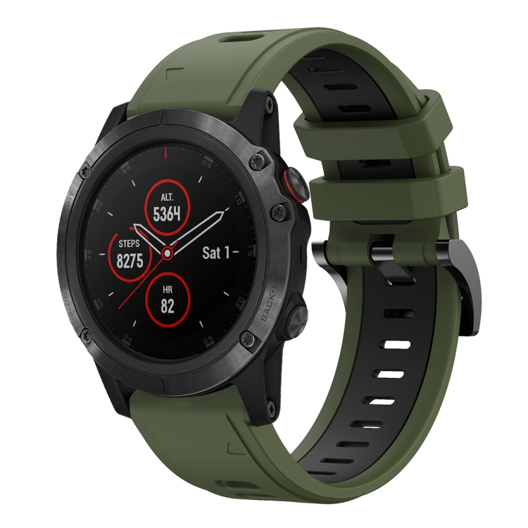 For Garmin Fenix Plus 22mm Two-Color Sports Silicone Watch Band