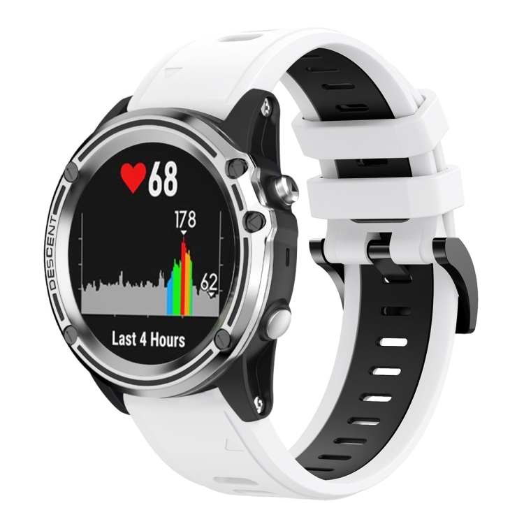 

For Garmin Quatix 5 Sapphire 22mm Two-Color Sports Silicone Watch Band(White+Black)