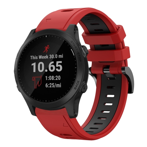 

For Garmin Forerunner 945 22mm Two-Color Sports Silicone Watch Band(Red+Black)