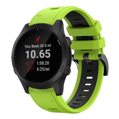 Per Garmin Forerunner 945 22mm Cinturino sportivo in silicone bicolore verde lime nero