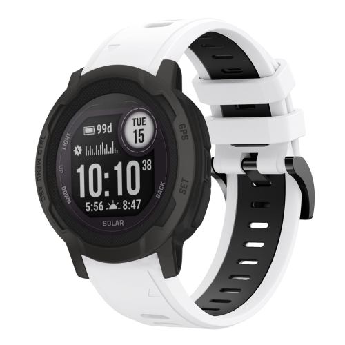 

For Garmin Instinct 2 22mm Two-Color Sports Silicone Watch Band(White+Black)