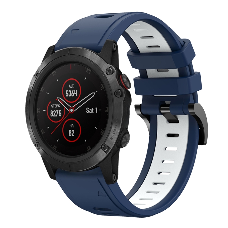 For Garmin Fenix 5X Sapphire 26mm Two-Color Sports Silicone Watch