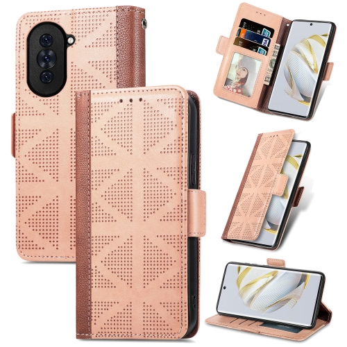 

For Huawei Nova 10 Grid Leather Flip Phone Case(Khaki)