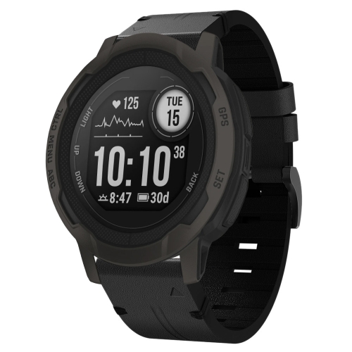 

For Garmin Instinct 2 22mm Leather Steel Buckle Watch Band(Black)