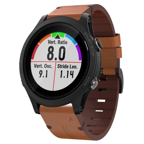 

For Garmin Forerunner 935 22mm Leather Steel Buckle Watch Band(Brown)