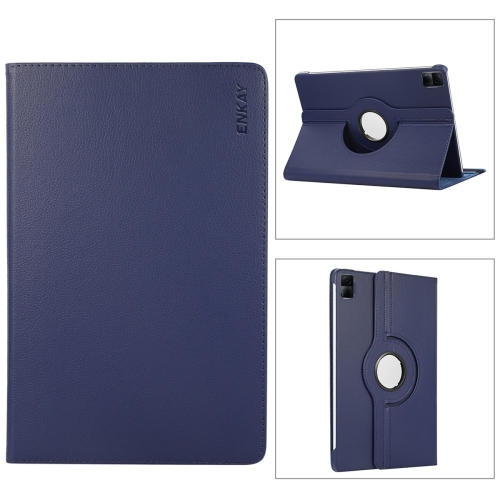 

For Xiaomi Redmi Pad 10.61 ENKAY Hat-Prince 360 Degree Rotation Litchi Leather Smart Case(Dark Blue)