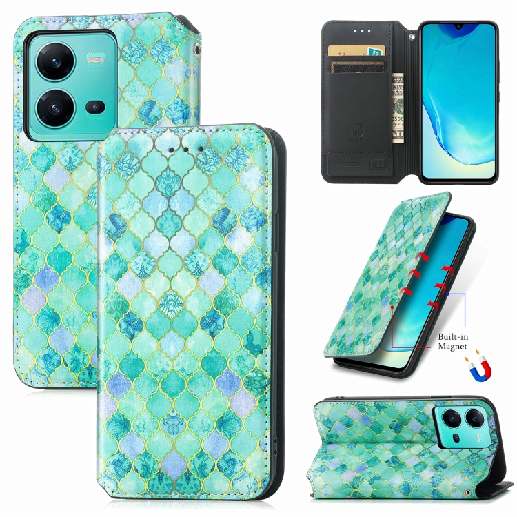 

For vivo V25 CaseNeo Colorful Magnetic Leather Phone Case(Emerald)