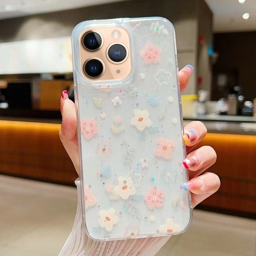 For iPhone 11 Pro Fresh Small Floral Epoxy TPU Phone Case(D02) 800ml 1200ml soybean milk machine high speed blenders electric juicer filter free soy milk maker blender mixer fresh juice maker