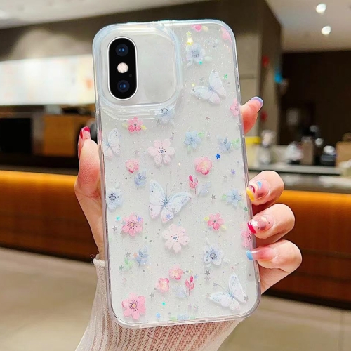 

For iPhone XS Max Fresh Small Floral Epoxy TPU Phone Case(D06 Love of Butterfly)