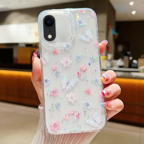 

For iPhone XR Fresh Small Floral Epoxy TPU Phone Case(D06 Love of Butterfly)