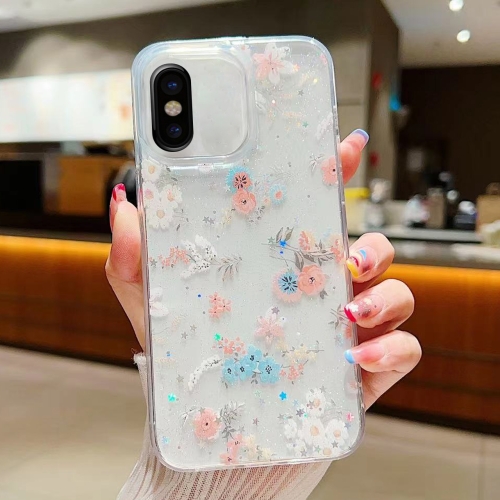 

For iPhone X / XS Fresh Small Floral Phone Case Drop Glue Protective Cover(D01 Beautiful Bouquet)