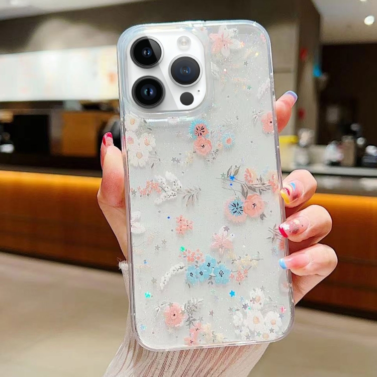 

For iPhone 16 Pro Fresh Small Floral Epoxy TPU Phone Case(D01 Beautiful Bouquet)