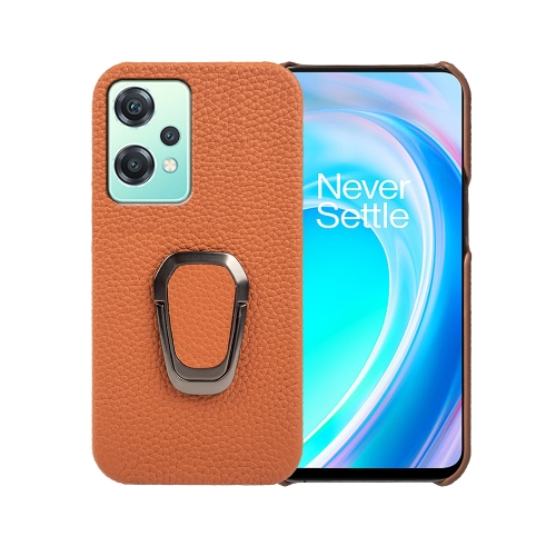 

For OnePlus Nord CE 2 Lite 5G Ring Holder Litchi Texture Genuine Leather Phone Case(Brown)
