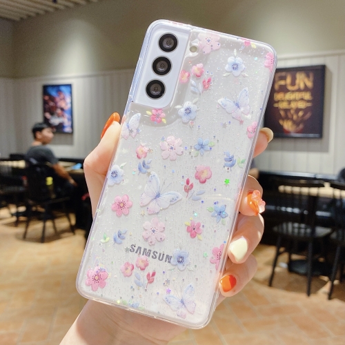 

For Samsung Galaxy S21 Ultra 5G Fresh Small Floral Epoxy TPU Phone Case(Butterflies Love Flowers 6)