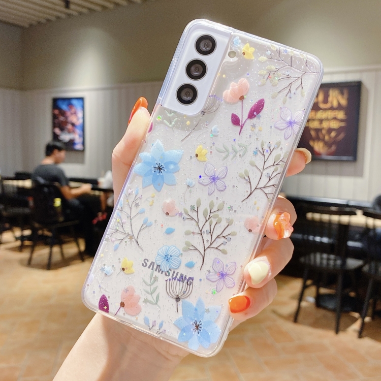 

For Samsung Galaxy A53 5G Fresh Small Floral Epoxy TPU Phone Case(Blue Flowers 5)