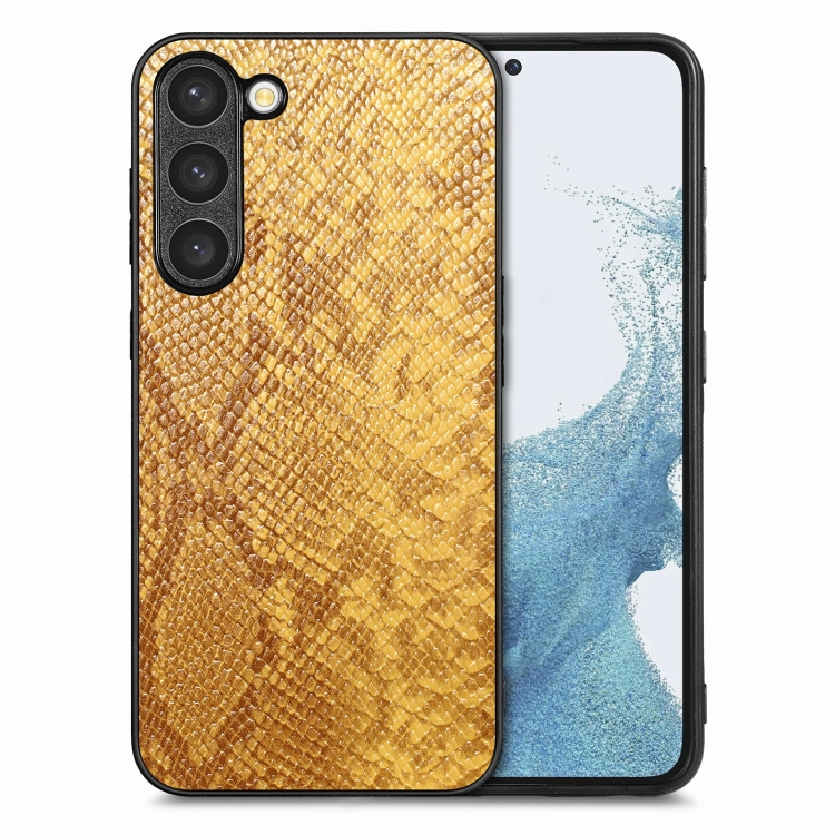 

For Samsung Galaxy S23 5G Snakeskin Leather Back Cover Phone Case(Yellow)