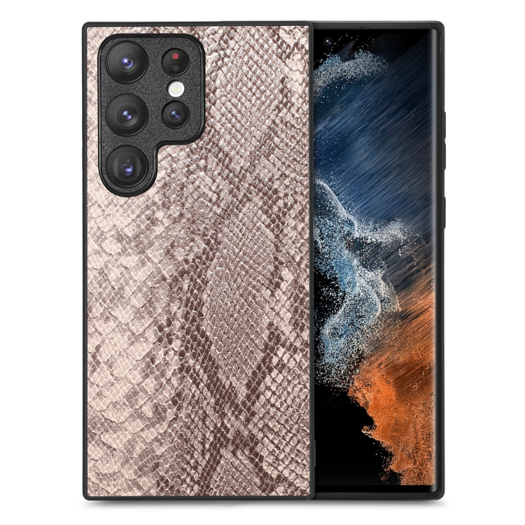 

For Samsung Galaxy S23 Ultra 5G Snakeskin Leather Back Cover Phone Case(Gray)