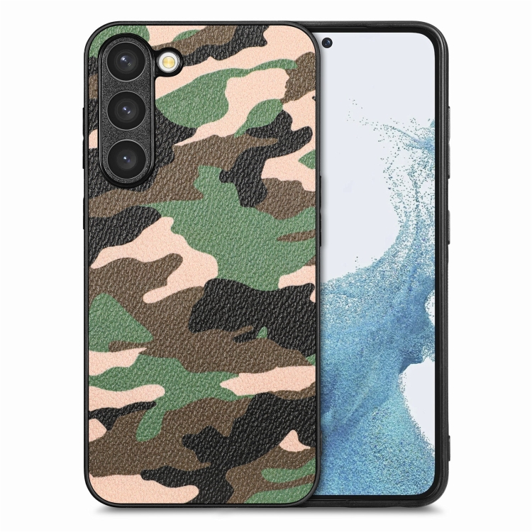 

For Samsung Galaxy S23+ 5G Camouflage Leather Back Cover Phone Case(Green)