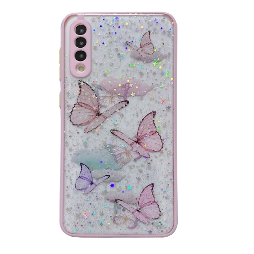 

For Samsung Galaxy A71 4G Color Butterfly Glitter Epoxy TPU Phone Case(Pink)