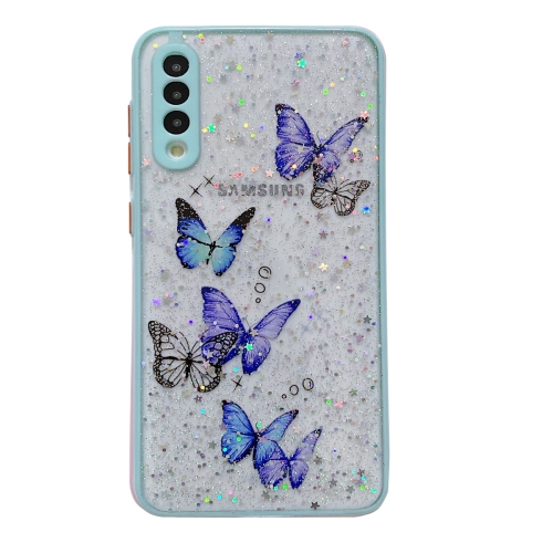 

For Samsung Galaxy A32 4G Color Butterfly Glitter Epoxy TPU Phone Case(Green)