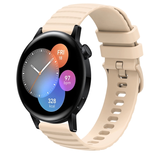 Huawei Watch Gt3 42mm 20mm 물결 모양 도트 패턴 솔리드 컬러 실리콘 시계 밴드 베이지색