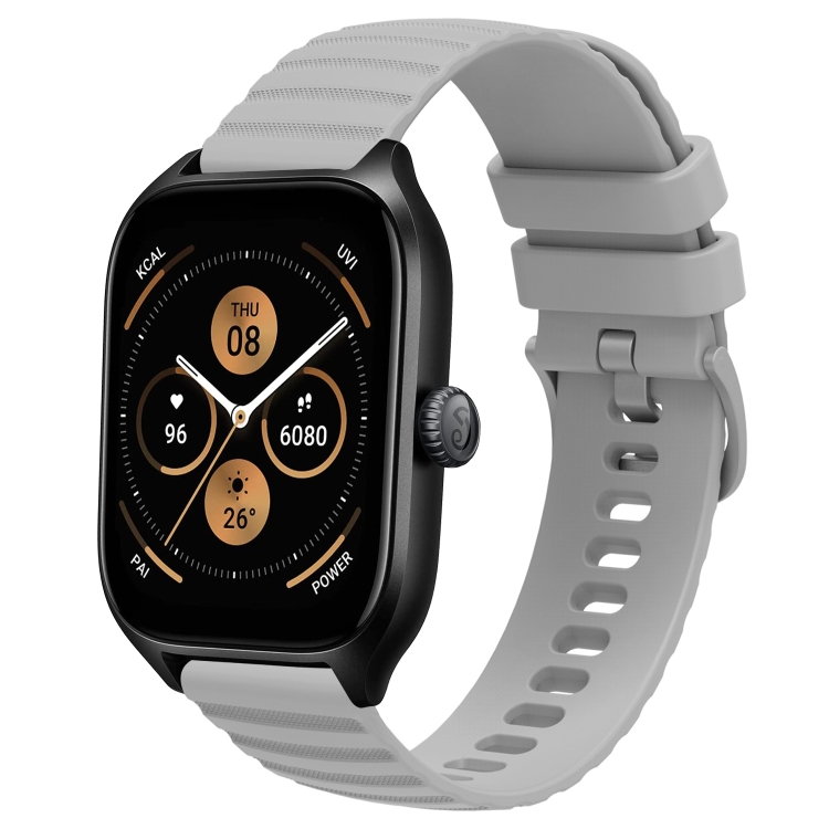 

For Amazfit GTS 4 20mm Wavy Dot Pattern Solid Color Silicone Watch Band(Grey)