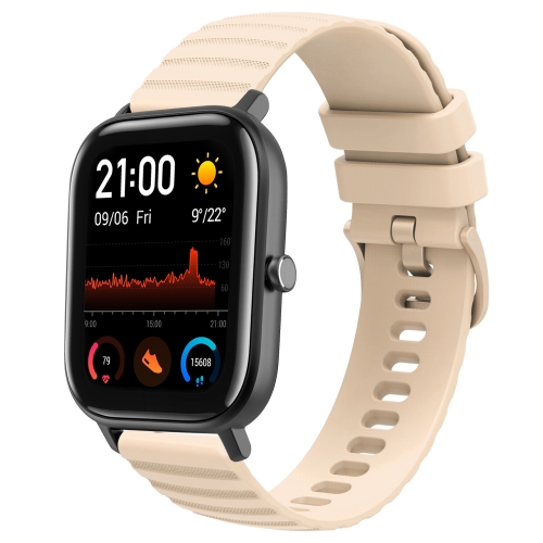 

For Amazfit GTS 20mm Wavy Dot Pattern Solid Color Silicone Watch Band(Beige)