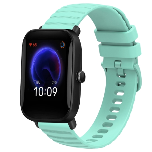 

For Amazfit Pop Pro 20mm Wavy Dot Pattern Solid Color Silicone Watch Band(Teal)