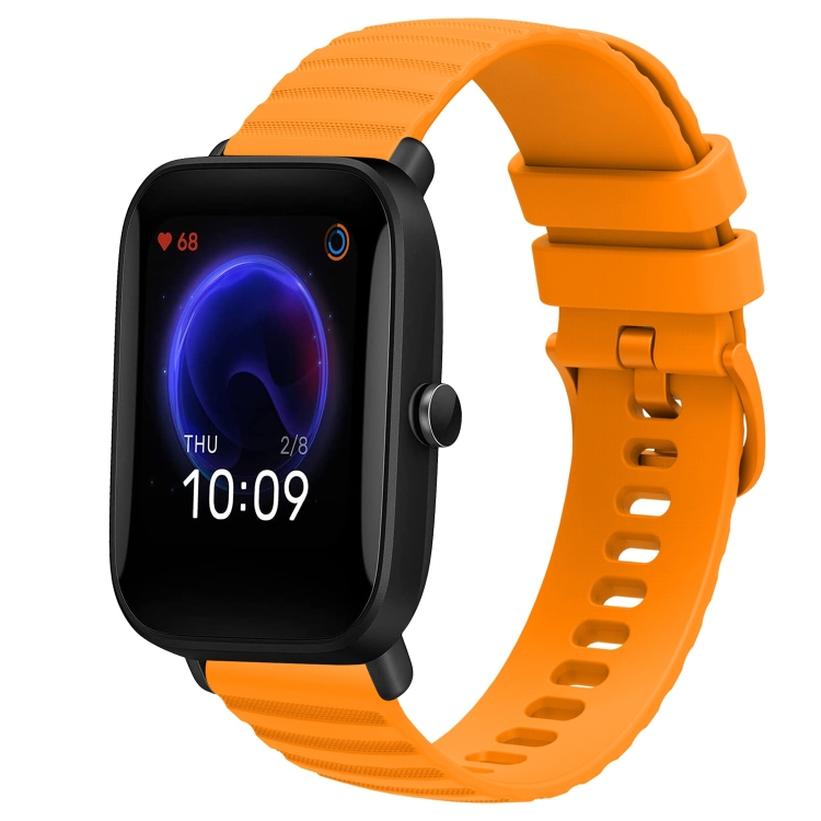 

For Amazfit Pop 20mm Wavy Dot Pattern Solid Color Silicone Watch Band(Yellow)