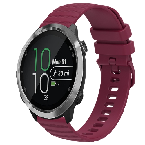 

For Garmin Forerunner 645 Music 20mm Wavy Dot Pattern Solid Color Silicone Watch Band(Wine Red)