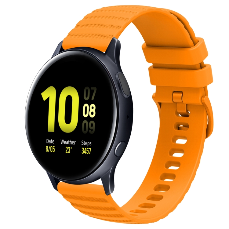 

For Samsung Galaxy Watch Active 2 40mm 20mm Wavy Dot Pattern Solid Color Silicone Watch Band(Yellow)