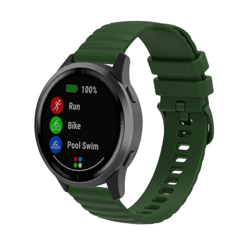 

For Samsung Galaxy Watch 46mm 22mm Wavy Dot Pattern Solid Color Silicone Watch Band(Army Green)