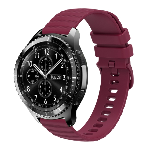 

For Samsung Gear S3 Classic 22mm Wavy Dot Pattern Solid Color Silicone Watch Band(Wine Red)