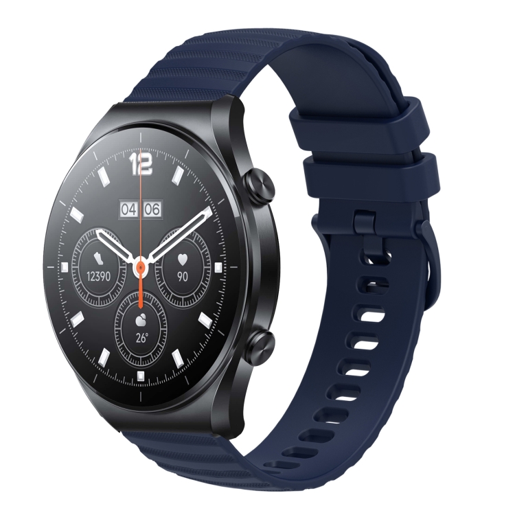 

For Xiaomi MI Watch S1 Pro 22mm Wavy Dot Pattern Solid Color Silicone Watch Band(Navy Blue)