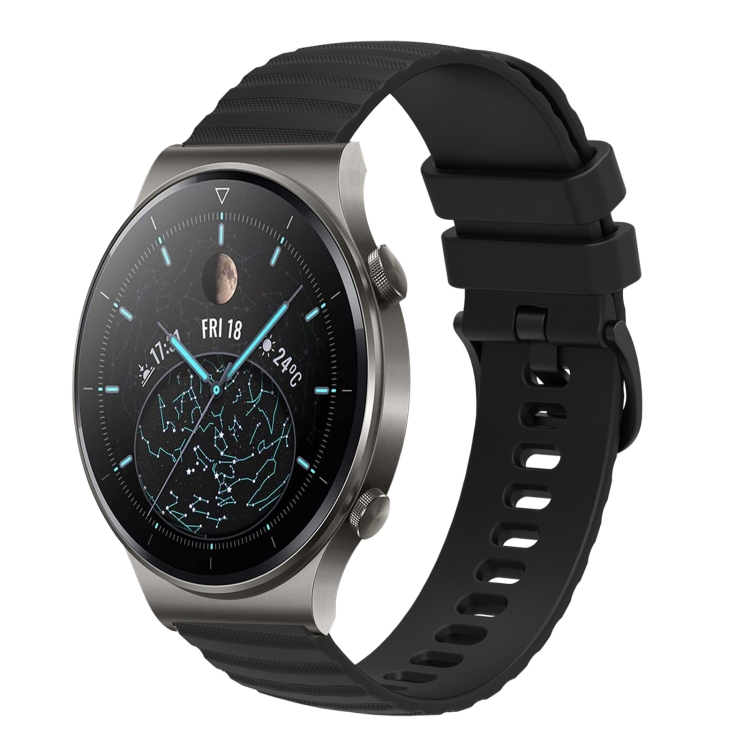 

For Huawei GT2 Pro 22mm Wavy Dot Pattern Solid Color Silicone Watch Band(Black)