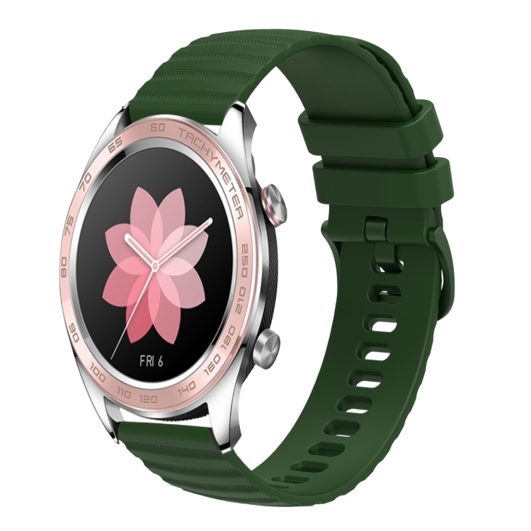 

For Honor Watch Dream 22mm Wavy Dot Pattern Solid Color Silicone Watch Band(Army Green)