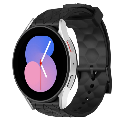 

For Samsung Galaxy Watch 5 44mm 20mm Football Pattern Solid Color Silicone Watch Band(Black)