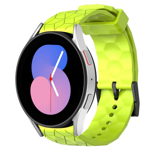 

For Samsung Galaxy Watch 5 40mm 20mm Football Pattern Solid Color Silicone Watch Band(Lime Green)