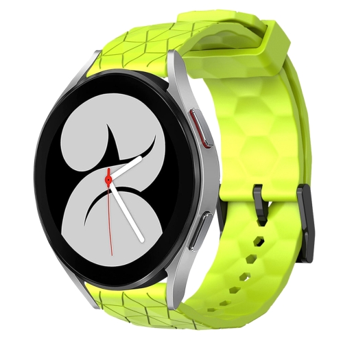 

For Samsung Galaxy Watch 4 40mm 20mm Football Pattern Solid Color Silicone Watch Band(Lime Green)