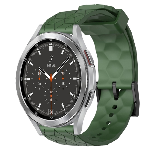 

For Samsung Galaxy Watch 4 Classic 46mm 20mm Football Pattern Solid Color Silicone Watch Band(Army Green)