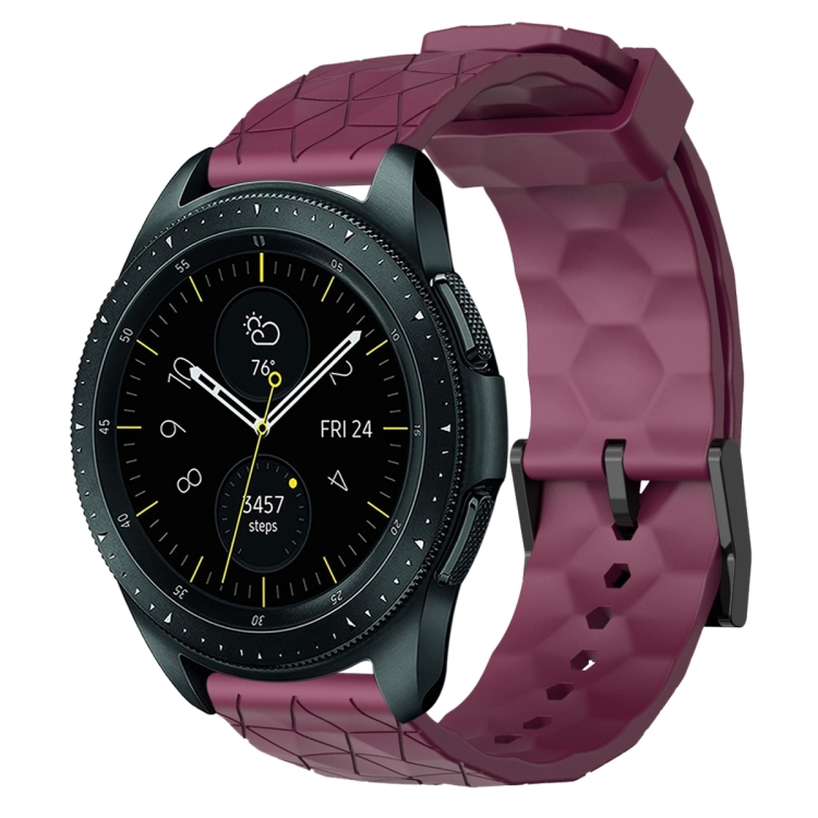 

For Samsung Galaxy Watch 42mm 20mm Football Pattern Solid Color Silicone Watch Band(Wine Red)