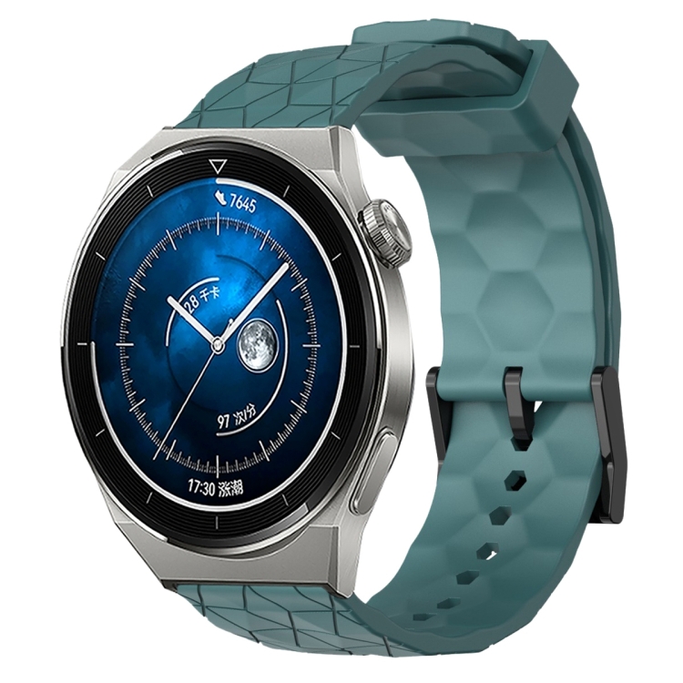 

For Huawei Watch GT3 Pro 43mm 20mm Football Pattern Solid Color Silicone Watch Band(Rock Cyan)