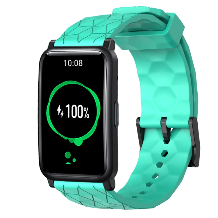 

For Honor Watch ES 20mm Football Pattern Solid Color Silicone Watch Band(Teal)