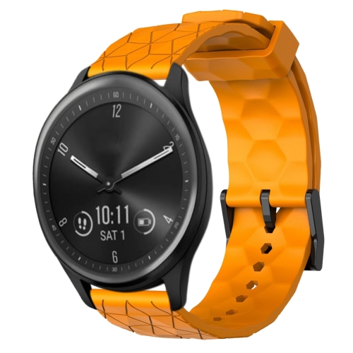 

For Garmin Vivomove Sport 20mm Football Pattern Solid Color Silicone Watch Band(Yellow)