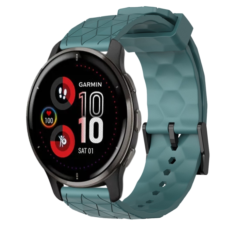 

For Garmin Venu 2 Plus 20mm Football Pattern Solid Color Silicone Watch Band(Rock Cyan)