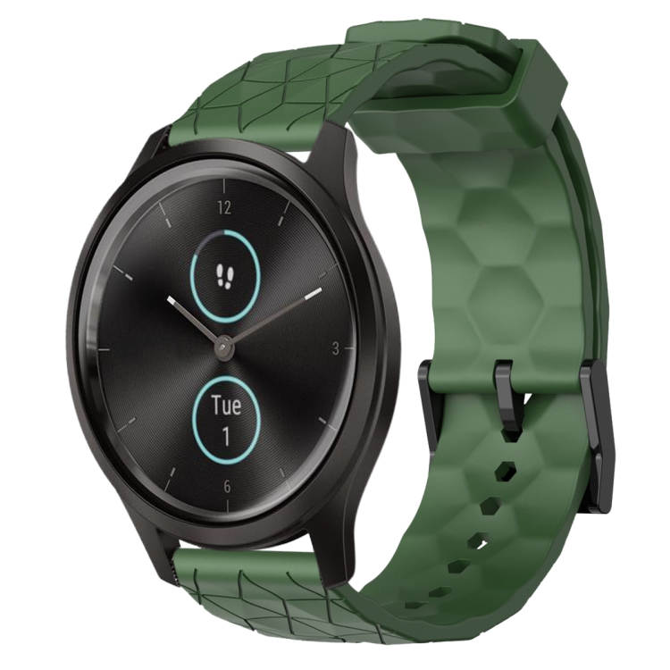 

For Garminmove Style 20mm Football Pattern Solid Color Silicone Watch Band(Army Green)