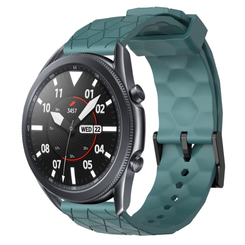 

For Samsung Galaxy Watch3 45mm 22mm Football Pattern Solid Color Silicone Watch Band(Rock Cyan)