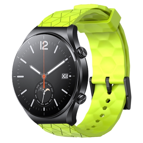 

For Xiaomi MI Watch S1 22mm Football Pattern Solid Color Silicone Watch Band(Lime Green)