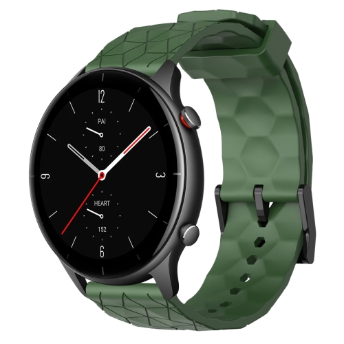 

For Amazfit GTR 2e 22mm Football Pattern Solid Color Silicone Watch Band(Army Green)